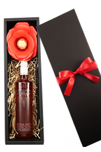 ロゼワインとお花のチョコレートのセット チョコレートとワイン